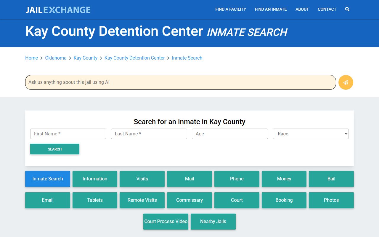 Kay County Sheriff Kay County Detention Center police blotter and inmate search