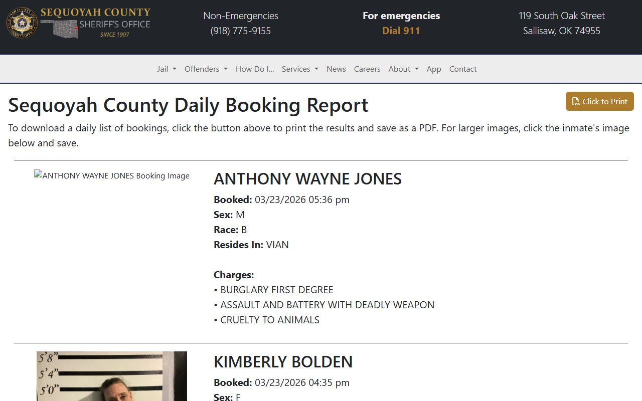 Sequoyah County Police Blotter